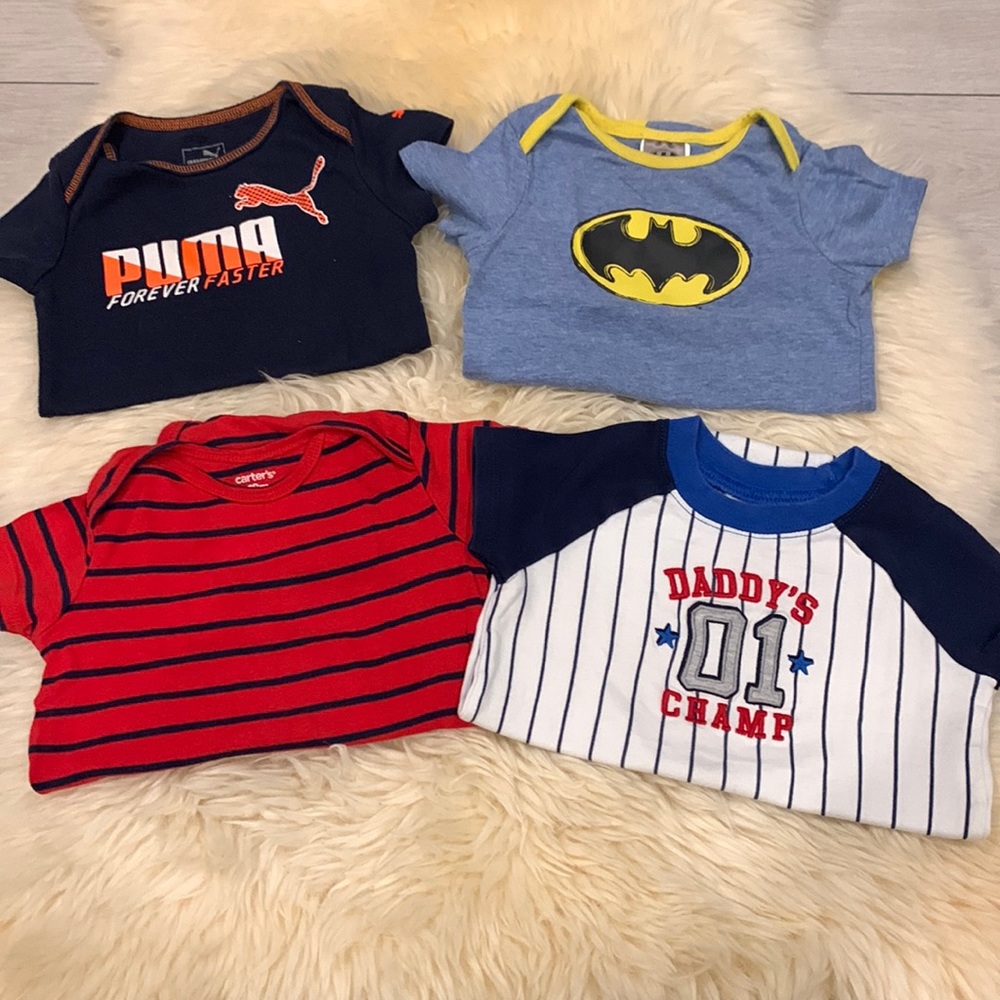 Baby Onesie T-Shirts by Batman, Carter’s, Puma & Sweet Child Sizes 12-24M